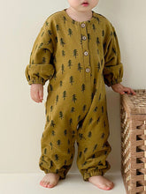 Load image into Gallery viewer, Printed Button Up Dropped Shoulder Jumpsuit