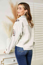 Load image into Gallery viewer, Football Patch Raw Hem Shacket
