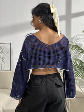 Load image into Gallery viewer, Contrast Patches Long Sleeve Cropped Knit Top
