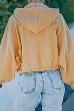 Load image into Gallery viewer, Zip Up Drawstring Detail Cropped Hoodie