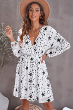 Load image into Gallery viewer, Star Print Dropped Shoulder Surplice Dress