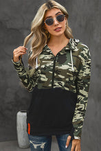Load image into Gallery viewer, Contrast Camouflage Kangaroo Pocket Hoodie