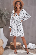 Load image into Gallery viewer, Star Print Dropped Shoulder Surplice Dress