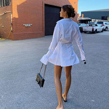 Load image into Gallery viewer, V-neck Solid Color High Waist Shirt Dress
