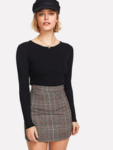 Load image into Gallery viewer, Mid Length Mini Plaid Zip Back Skirt