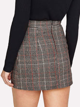 Load image into Gallery viewer, Mid Length Mini Plaid Zip Back Skirt