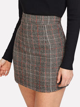 Load image into Gallery viewer, Mid Length Mini Plaid Zip Back Skirt