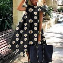 Load image into Gallery viewer, Daisy Polka Dots Print Dress Women V-neck Vintage