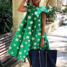 Load image into Gallery viewer, Daisy Polka Dots Print Dress Women V-neck Vintage