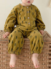 Load image into Gallery viewer, Printed Button Up Dropped Shoulder Jumpsuit