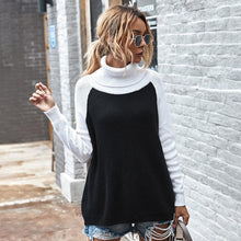 Load image into Gallery viewer, High Neck Two-Tone Color Pullover Sweater
