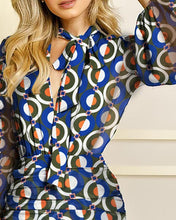 Load image into Gallery viewer, Lantern Sleeve Vintage Printed Ruffle Hem Dress