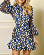 Load image into Gallery viewer, Lantern Sleeve Vintage Printed Ruffle Hem Dress