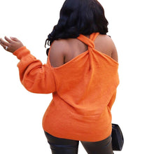 Load image into Gallery viewer, Halter Off Sholder Solid Color Pullover Sweater