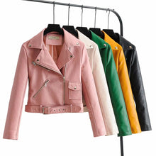 Load image into Gallery viewer, Pu Leather Long Sleeve Autumn Winter Street Jacket Coat