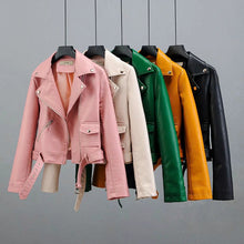 Load image into Gallery viewer, Pu Leather Long Sleeve Autumn Winter Street Jacket Coat