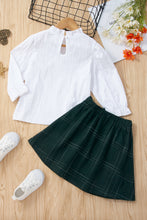 Load image into Gallery viewer, Girls Ruffle Collar Blouse and Skirt Set