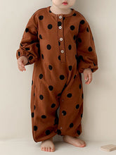 Load image into Gallery viewer, Printed Button Up Dropped Shoulder Jumpsuit