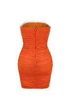 Load image into Gallery viewer, Ruched Strapless Zip-Back Bodycon Dress