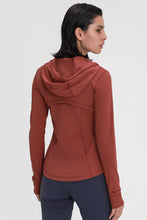 Load image into Gallery viewer, Zip Up Drawstring Detail Hooded Sports Jacket