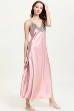 Load image into Gallery viewer, Full Size Lace Trim V-Neck Spaghetti Strap Satin Night Dress