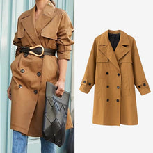 Load image into Gallery viewer, Women Trench Long Sleeve Double Breasted High Street Ladies Long Coat