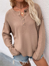 Load image into Gallery viewer, Buttoned Exposed Seam High-Low Sweater