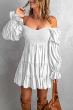 Load image into Gallery viewer, Smocked Off-Shoulder Tiered Mini Dress