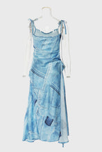 Load image into Gallery viewer, Tie-Shoulder Split Patchwork Denim Dress
