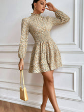 Load image into Gallery viewer, Floral Ruffle Collar Smocked Waist Layered Dress