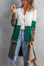 Load image into Gallery viewer, Leopard Color Block Open Front Longline Cardigan