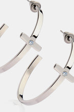 Load image into Gallery viewer, Stainless Steel Cross Hoop Earrings