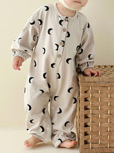 Load image into Gallery viewer, Printed Button Up Dropped Shoulder Jumpsuit