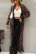 Load image into Gallery viewer, Multicolored Open Front Fringe Hem Cardigan