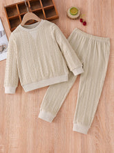 Load image into Gallery viewer, Kids Cable-Knit Texture Top and Joggers Set