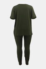Load image into Gallery viewer, Plus Size V-Neck Slit Top and Pants Set