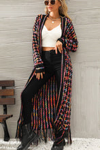 Load image into Gallery viewer, Multicolored Open Front Fringe Hem Cardigan