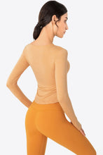 Load image into Gallery viewer, Thumbhole Long Sleeve Pleated Detail Notched Sports Top