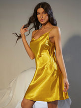 Load image into Gallery viewer, Spaghetti Strap Cowl Neck Satin Night Dress