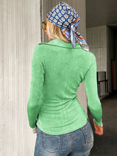 Load image into Gallery viewer, Button Down Curved Hem Velvet Shirt