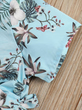 Load image into Gallery viewer, Girls Floral V-Neck Tee and Shorts Set