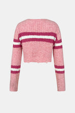 Load image into Gallery viewer, Cable-Knit Striped Dropped Shoulder Sweater