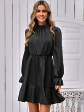 Load image into Gallery viewer, Mock Neck Flounce Sleeve Mini Dress