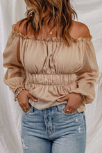 Load image into Gallery viewer, Frill Trim Off-Shoulder Elastic Waist Blouse