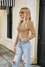 Load image into Gallery viewer, ZIp-Up Rib-Knit Cropped Cardigan