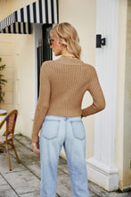 Load image into Gallery viewer, ZIp-Up Rib-Knit Cropped Cardigan