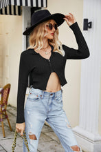 Load image into Gallery viewer, ZIp-Up Rib-Knit Cropped Cardigan