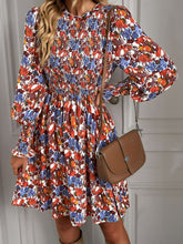 Load image into Gallery viewer, Printed Puff Sleeve Smocked Dress