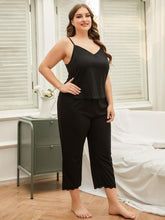 Load image into Gallery viewer, Plus Size Lace Trim Slit Cami and Pants Pajama Set