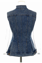 Load image into Gallery viewer, GAWQO Fringe Detail Cropped Jacket and Denim Vest Set